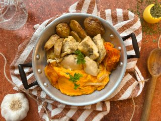 Emincé de poulet et purée de butternut