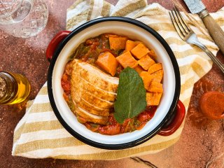 Poulet aux champignons et patate douce