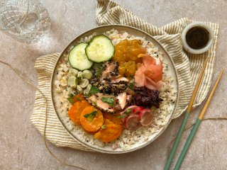 Poke bowl et tataki de boeuf