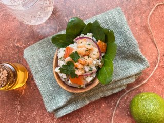 Salade de riz avocat crevettes