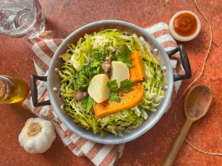 Mijotée de butternut et compotée de chou vert