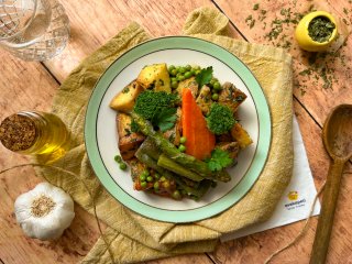 Poêlée de légumes à l'estragon graines et légumineuses