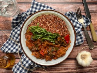 Ratatouille au citron confit et blé safrané