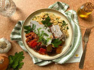 Dos de cabillaud aux champignons épinards et quinoa