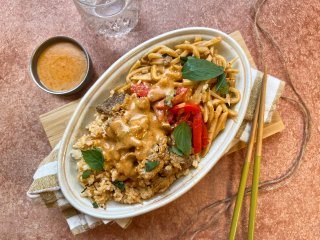 Boeuf haché au curry et riz basmati